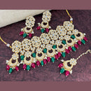 Pooja Bangles Gold Plated Kundan Stone & Beads Necklace Set