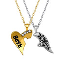 Mahi Valentine Crystal Best Friend Broken Heart Gold Rhodium Plated Pendant
