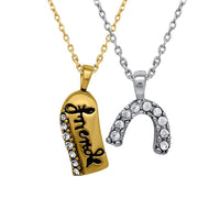 Mahi Valentine Crystal Friends Broken Heart Gold Rhodium Plated Pendant