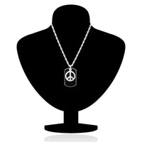 Mahi White Rhodium Plated Black Peace Dog Tag Locket For Men