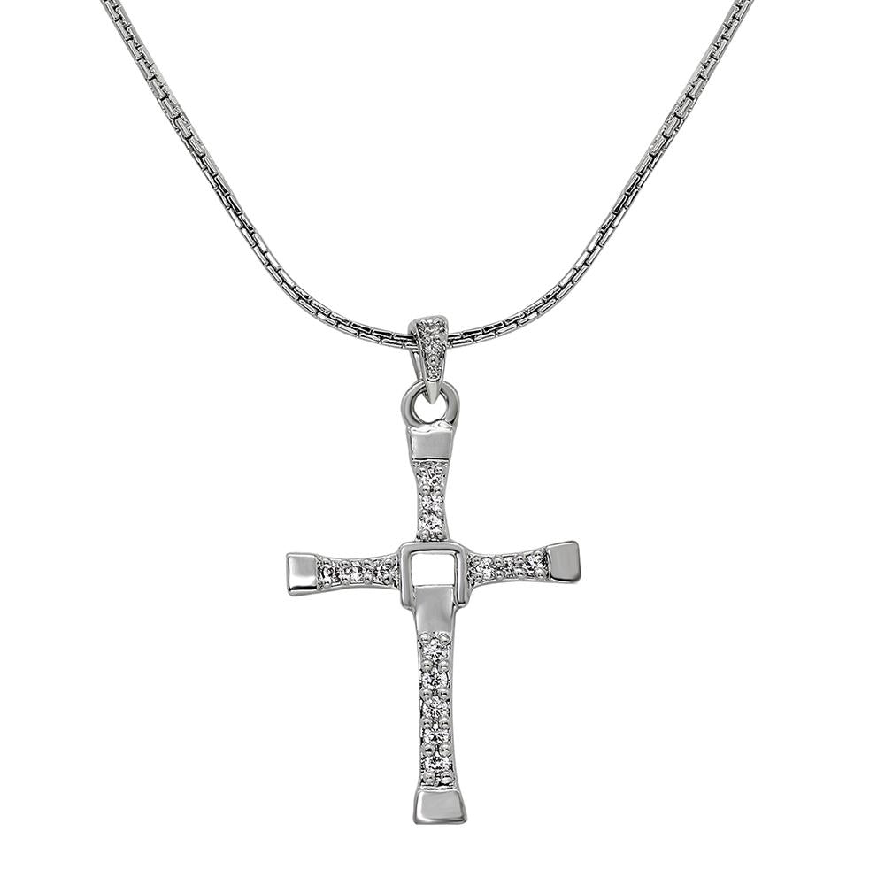 Mahi Religious Cross Pendant With Crystal Stone Chain Pendant