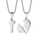 Mahi Rhodium Plated Eternal Love Heart And Key Unisex Pendant Combo
