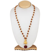 Mahi Lord Ganesha and Shivji Damru Religious Pendant with 24 Inch Rudraksh Mala for Men and Women (PS1101704G)