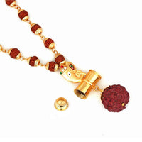 Mahi Lord Ganesha and Shivji Damru Religious Pendant with 24 Inch Rudraksh Mala for Men and Women (PS1101704G)