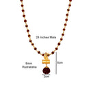 Mahi Lord Ganesha and Shivji Damru Religious Pendant with 24 Inch Rudraksh Mala for Men and Women (PS1101704G)