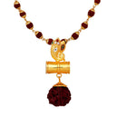 Mahi Lord Ganesha and Shivji Damru Religious Pendant with 24 Inch Rudraksh Mala for Men and Women (PS1101704G)