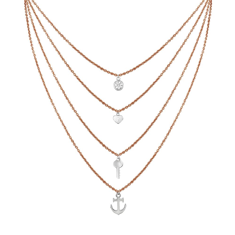 Mahi Latest Design Stylish Fashionable Multilayer Chain Charm Pendants Necklace for Women and Girls (PS1101739M)