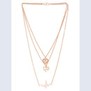 Mahi Rose Gold Plated Stylish Fashionable Multilayer Chain Charm Pendants Necklace (PS1101762Z)