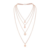 Mahi Multilayer Swastik, Hexagone, Trishul and Sun Charms Multi Strand Chain Pendants Layered Necklace for Women (PS1101773Z)