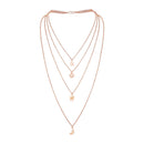 Mahi Sun, Floral, Wheel, and Butterfly Charms Multi Strand Chain Pendants Multi-layer Necklace for Women (PS1101774Z)