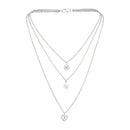 Mahi Dual Heart and Wheel Charms Multi Strand Chain Pendants Layered Necklace for Women (PS1101775R)
