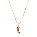 Mahi Rose Gold Plated Claw Shaped Black Crystals Unisex Pendant with Chain (PS1101813ZBla)