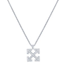 Mahi Rhodium Plated Arrow Shaped Pendant Necklace with Chain (PS1101818R)