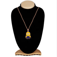 Mahi Rose Gold Plated Cartoon Pendant for Kids with Blue and Yellow Mee Work Emel (PS1101852Z)