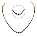 Mahi Gold Plated Evil Eye Adjustable Rope Necklace for Women (PS1101862G)