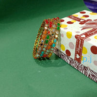 Pooja Bangles Gold Plated Multi Color Designer Bangles Set