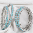 Pooja Bangles Silver Plated Crystal Stone Bangles Set