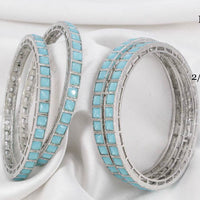 Pooja Bangles Silver Plated Crystal Stone Bangles Set