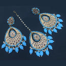 Pooja Bangles Gold Plated Kundan & Beads Earrings With Maangtikka