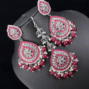 Pooja Bangles Silver Plated Pota & Austrian Stone Earrings With Maangtikka