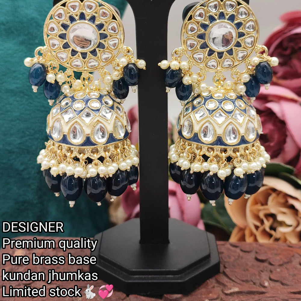 Pooja Bangles Gold Plated Kundan & Meenakari Jhumka Earrings