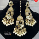Pooja Bangles Gold Plated Austrian Stone Earrings With Maangtikka