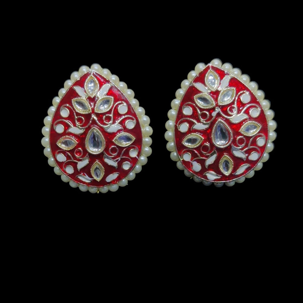 Pooja Bangles Kundan & Meenakari Stud Earrings