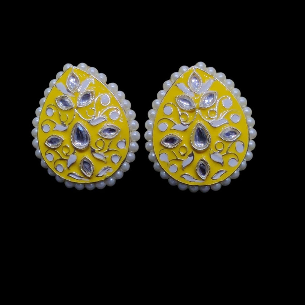 Pooja Bangles Kundan & Meenakari Stud Earrings