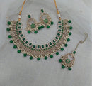Pooja Bangles Gold Plated Austrian Stone Beads Necklace Set With Maangtikka
