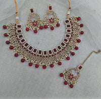 Pooja Bangles Gold Plated Austrian Stone Beads Necklace Set With Maangtikka