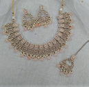 Pooja Bangles Gold Plated Austrian Stone Beads Necklace Set With Maangtikka