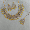 Pooja Bangles Gold Plated Austrian Stone Beads Necklace Set With Maangtikka