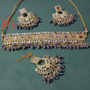 Pooja Bangles Gold Plated Mirror & Beads Choker Necklace Set With Maangtikka