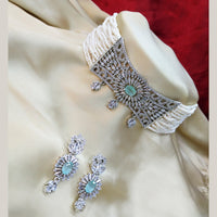 Pooja Bangles Silver Plated American Diamond Pearl Choker Necklace Set