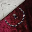 Pooja Bangles Silver Plated Crystal Stone Necklace Set