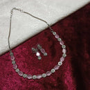 Pooja Bangles Silver Plated Crystal Stone Necklace Set