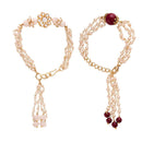 Etnico Gold Plated Hanging Traditional Pearl Studded and Beaded Lumba Rakhi for Bhabhi (R009-15LCO) (Pack of 2 Lumba)