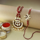Etnico Designer Bhaiya Bhabhi Hanging Lumba Rakhi Combo Set for Rakshabhandan (R066M-CO)