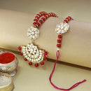 Etnico Designer Bhaiya Bhabhi Hanging Lumba Rakhi Combo Set for Rakshabhandan (R068Q-CO)