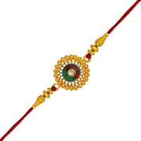 Mahi Gold Plated Exclusive meenakari Work Rakhi with Crystal Stones for Adorable Brother RA1100586G