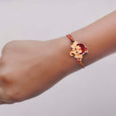 Mahi Rose Gold Plated Meena Work Childern's Favourite Bal Ganesha Rakhi for Kids (RA1100669Z)