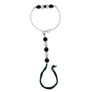 Mahi Rhodium Plated Green Crystal Lumba Rakhi for Bhabhi (RAL1100714RGre)