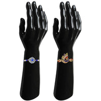 Mahi Combo of Peacok Rakhi's with Blue and White Crystal and Artificial Pearl for Bhaiya (RCO1105225M)
