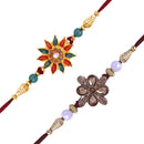 Mahi Combo of 2 Designer  Multicolor Crystals Rakhi's for Brother (RCO1105254G)