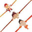 Mahi Combo of Bal Ganesh and Bal Hanuman Kids Rakhi with Meena Work (RCO1105331Z)