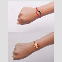 Mahi Combo of Bal Ganesh and Bal Hanuman Kids Rakhi with Meena Work (RCO1105335Z)