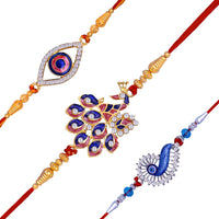 Mahi Combo of Evil Eye and Peacock Rakhis for Men (RCO1105364M)
