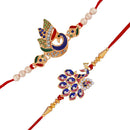 Mahi Combo of Peacok and Floral Shaped Meena Work and Crystals Rakhi's for Bhaiya (RCO1105418M)