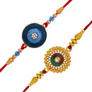 Mahi Combo of 2 Floral Rakhis with Meena Work and Crystals for Bhaiya / Brother (RCO1105429G)