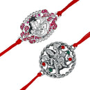 Mahi Combo of Shiva and Hanuman Rakhi with Meena Work and Crystal for Bhaiya / Brother (RCO1105433R)